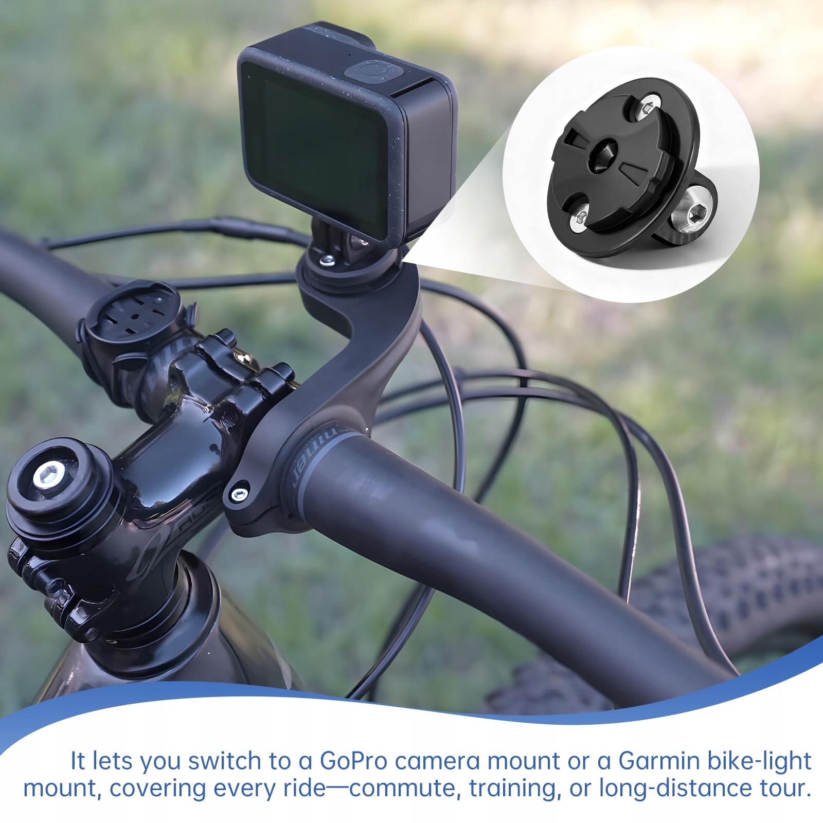 Uchwyt Rowerowy Do Garmin GoPro Adapter Licznika Kamery Lampki KALEXION — miniatura 4