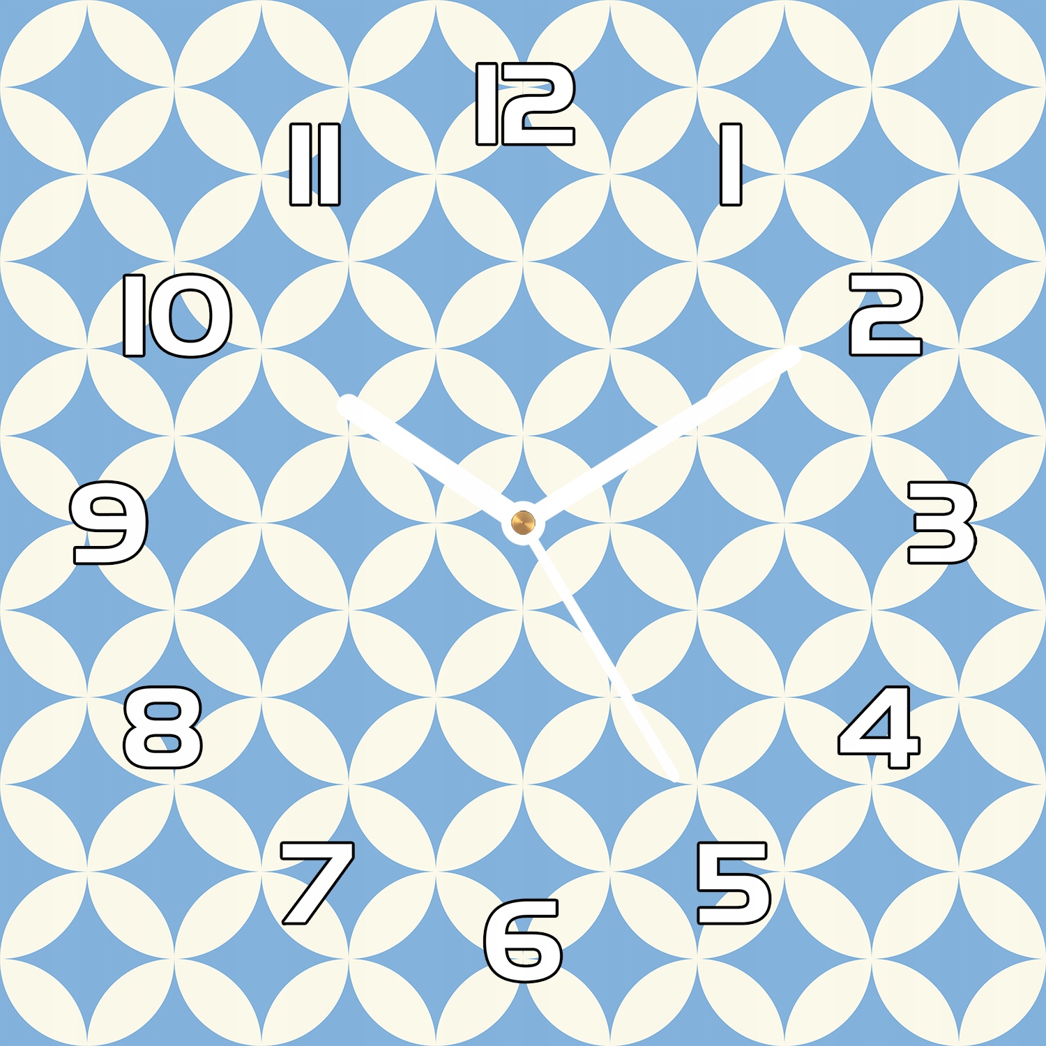 

Ładny zegar na szkle Biało niebieski wzór 30x30 cm