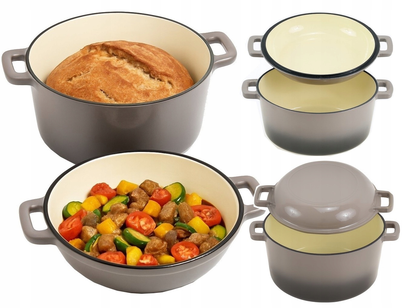 Garnek Żeliwny Emaliowany 26 cm. Patelnia Garnek Brytfanka 4,8 L Emalia