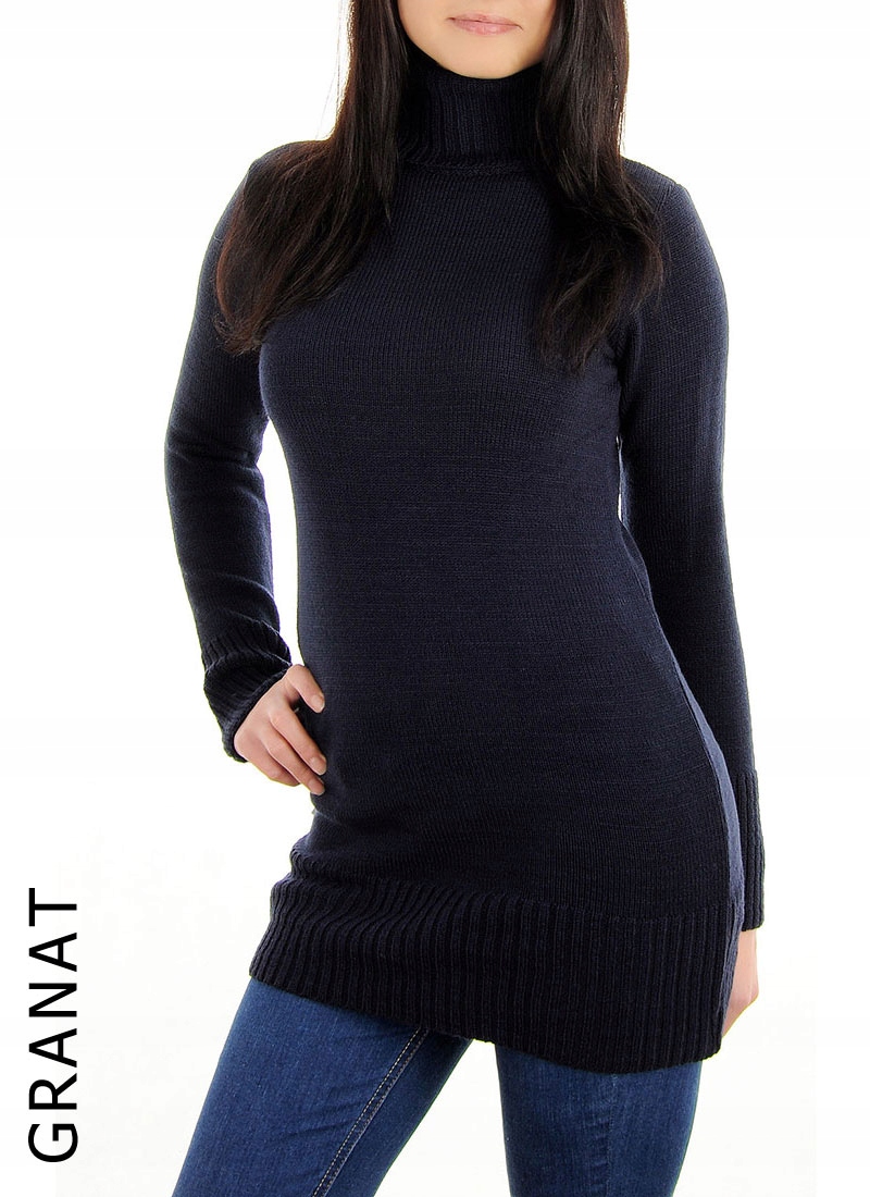 021 LAEMI-PL DŁUGI CIEPŁY SWETER GOLF JEANS Materiał dominujący akryl