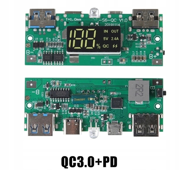 Obudowa PowerBank 8x18650 2xUSB USB C SKRĘCANA QC3 Micro USB Złącza microUSB USB typ A USB typ C