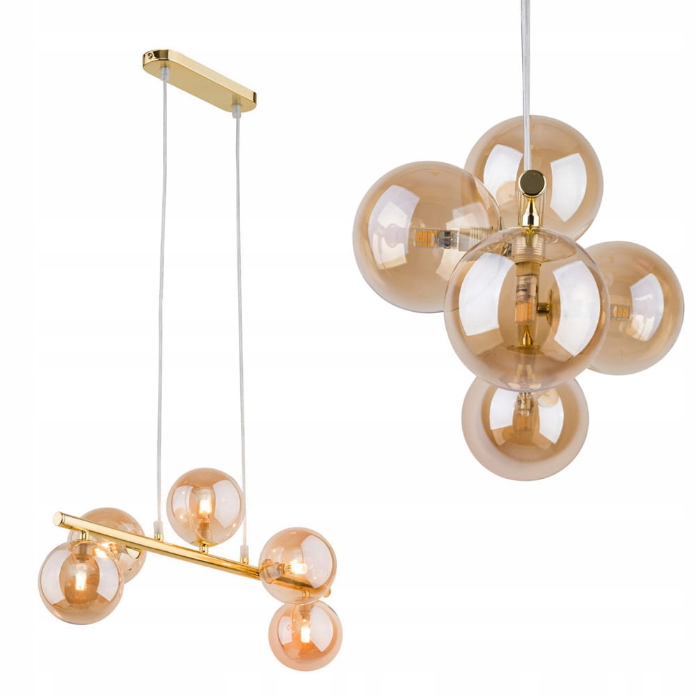 Tk Lighting Lampa wisząca Estera Gold bursztynowe klosze nad stół 4549