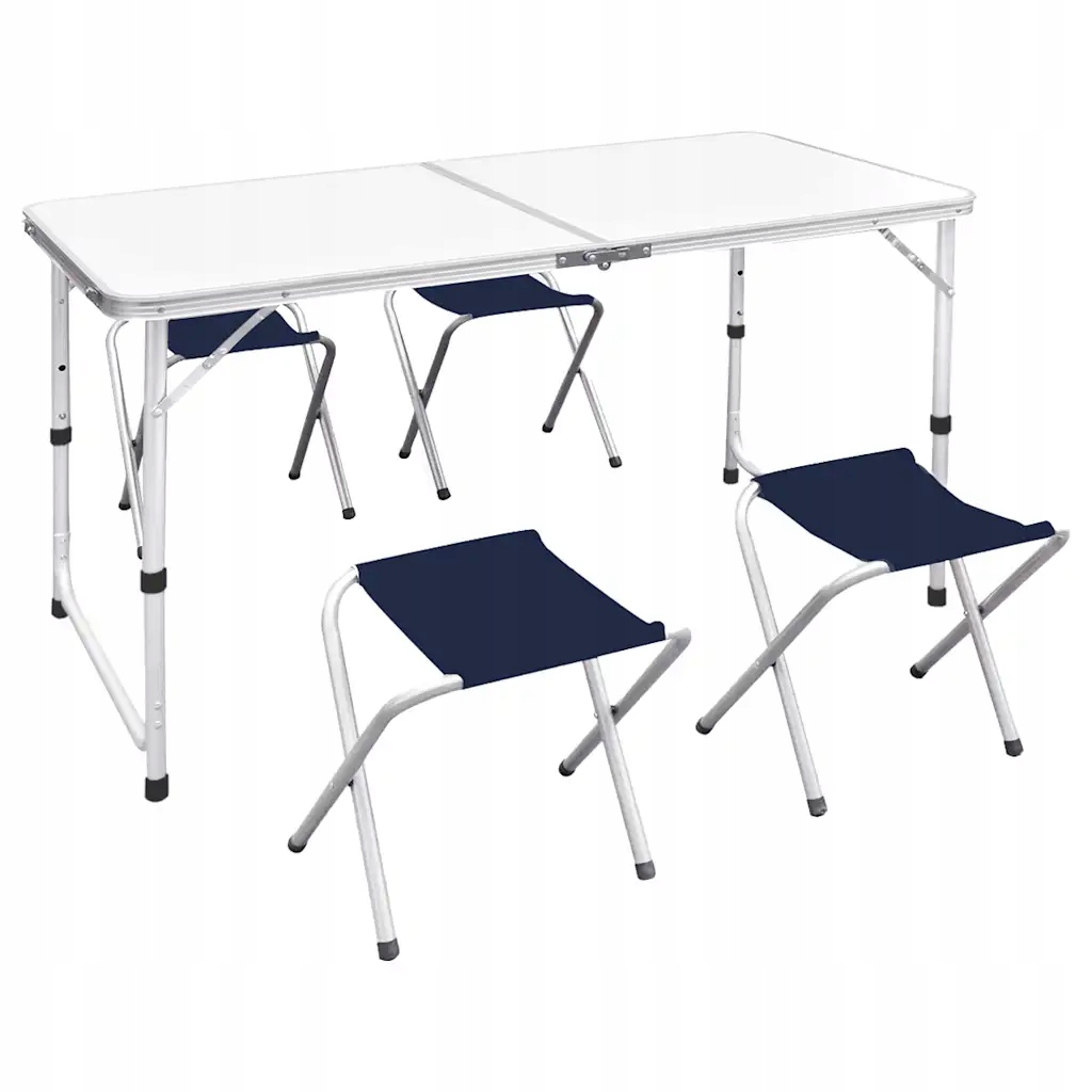 vidaXL Skládací kempingový set 4 stoličky nastavitelná výška 120x60 cm