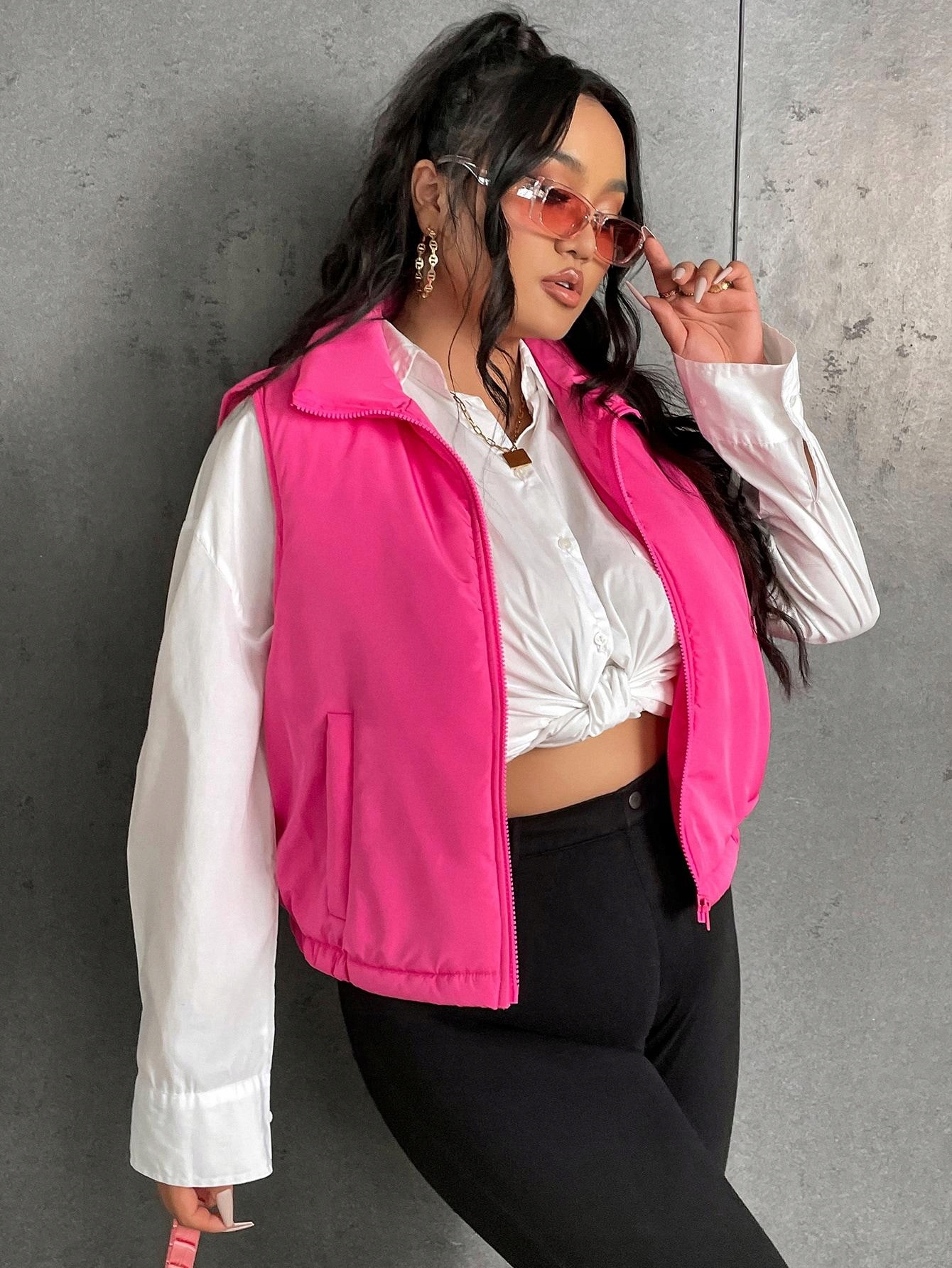 4A2A09 A02 SHEIN PLUS RÓŻOWA KAMIZELAKA PUCHOWA 4XL