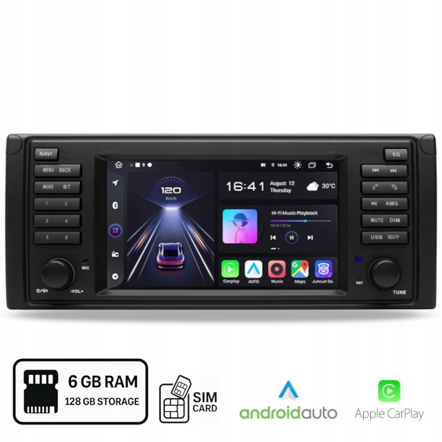 Android rádio pro Bmw E39 E38 Android Auto Carplay Wi-Fi 6+128 Gb