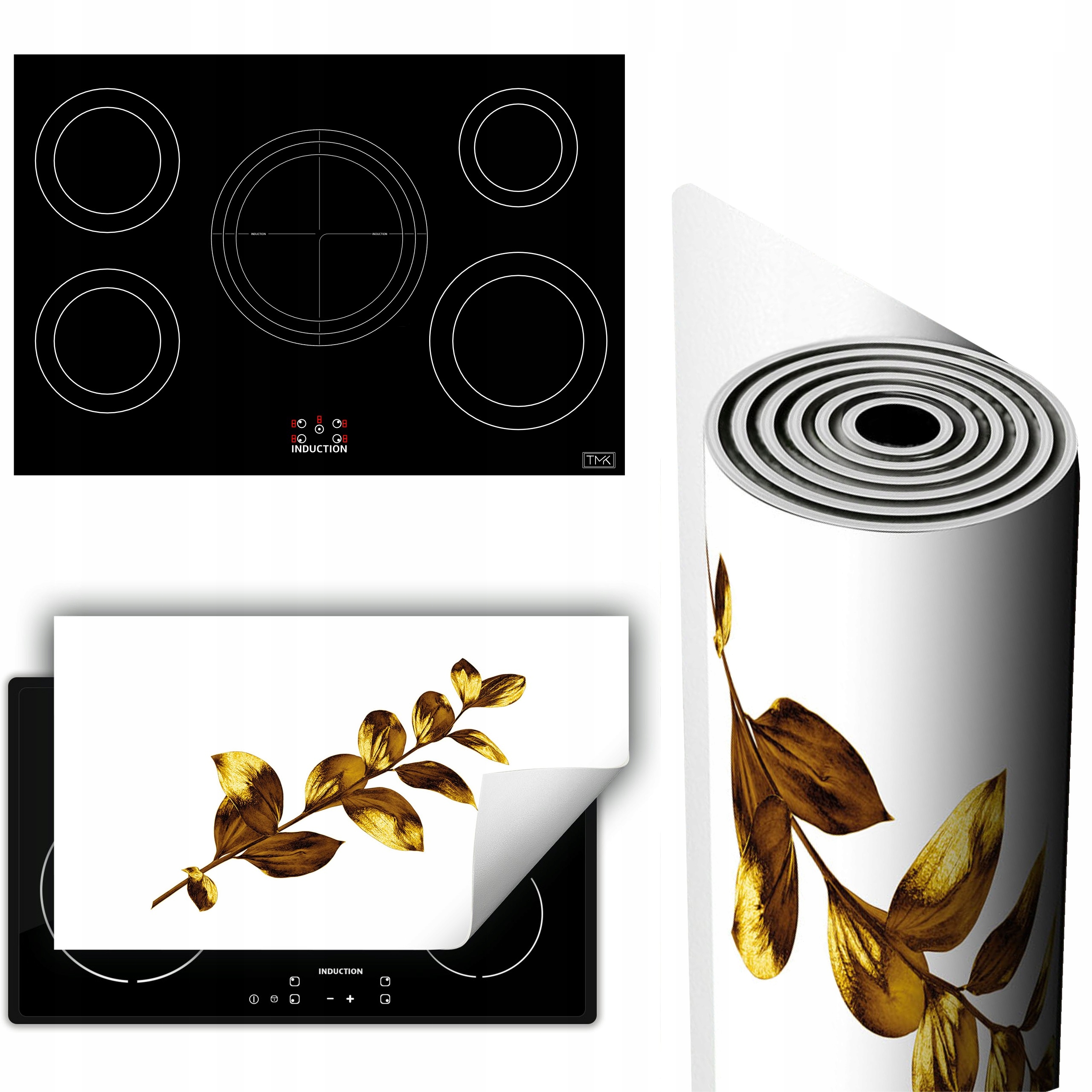 Vinylová Podložka Na Ochranu Kuchyňské Desky 90x52 bílá zlatá květ