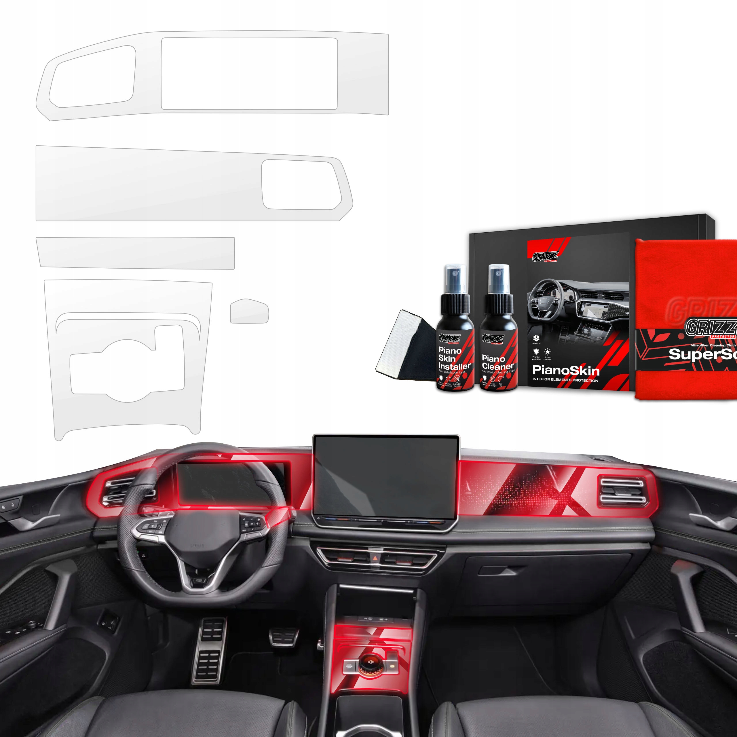 5v1 fólie pro interiér Volkswagen Tiguan 3 (2024-2025) Bezbarvá