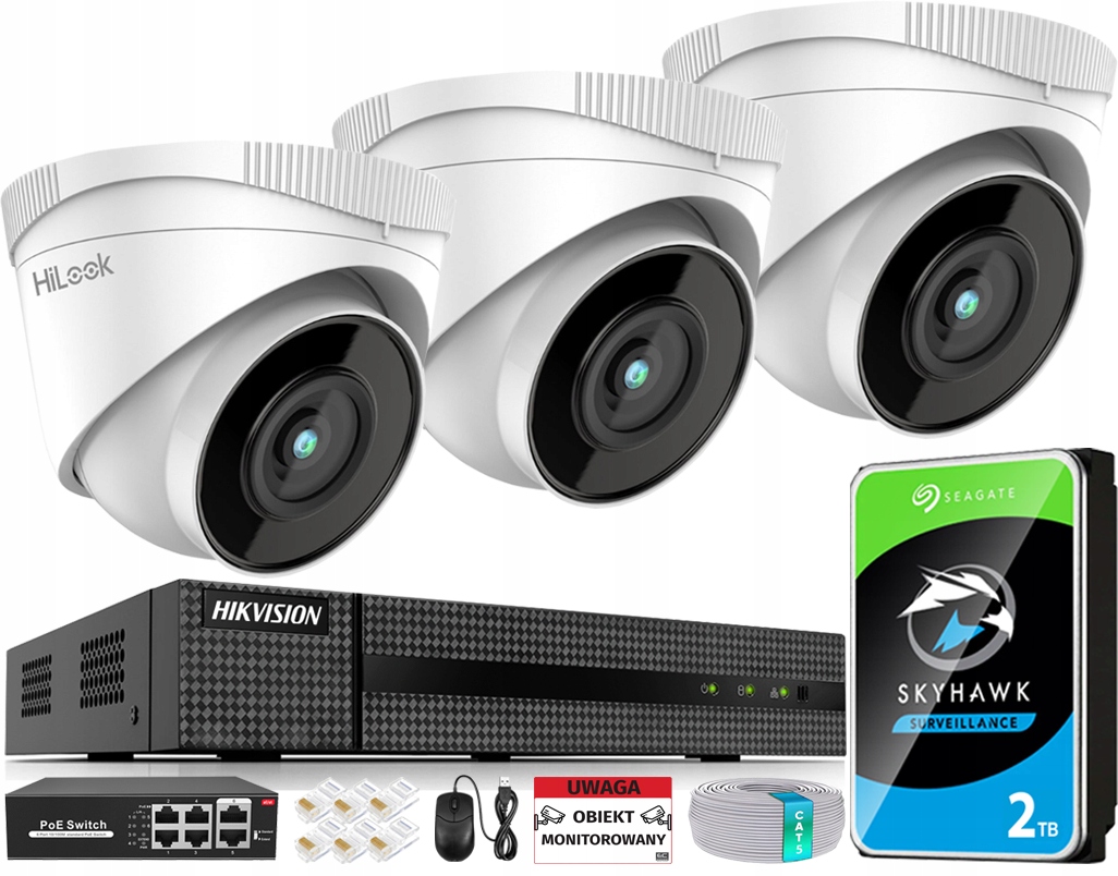 Sada na monitorovanie Ip 3x IPCAM-T5 5Mpx Ir kamera 30m 8CH rekordér 2TB