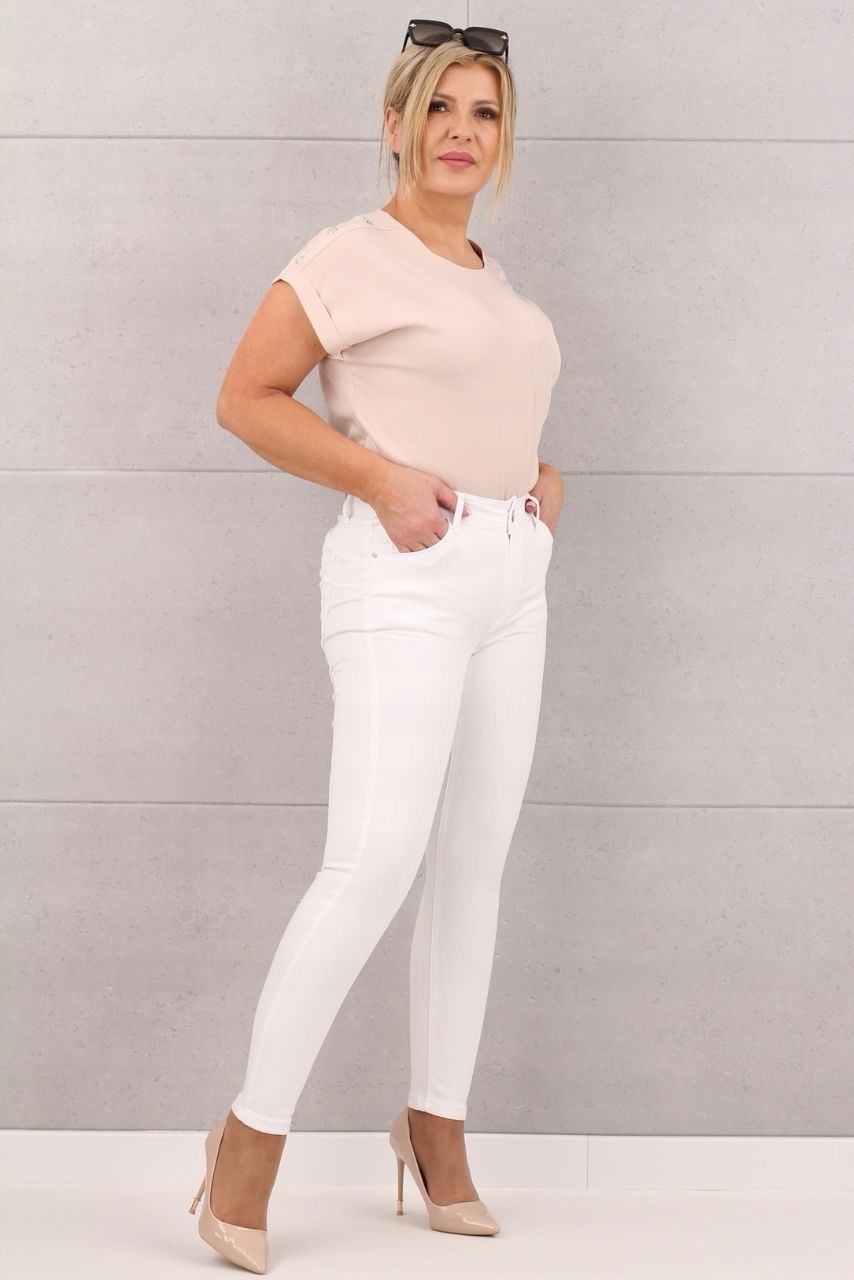 SPODNIE JEANSOWE DAMSKIE Z PASKIEM GRATIS WYSOKI STAN DUŻE ROZMIARY Płeć kobieta