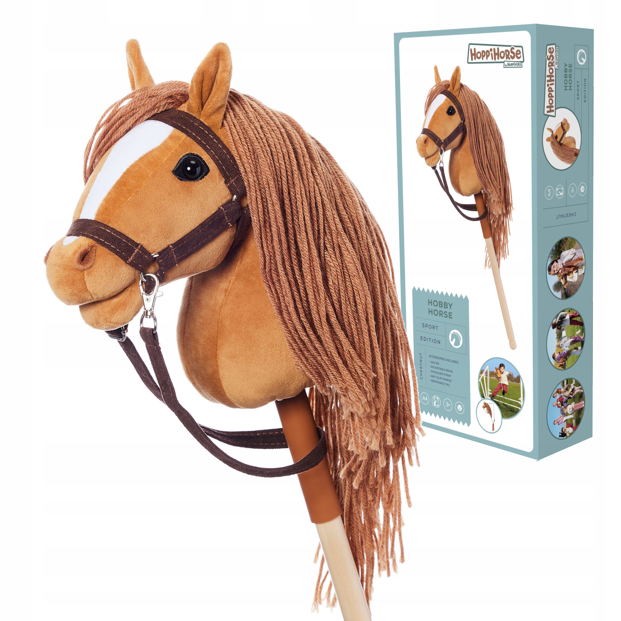 Hobby Horse A4 Koń na kiju Hoppihorse kasztan| zestaw akcesoriów