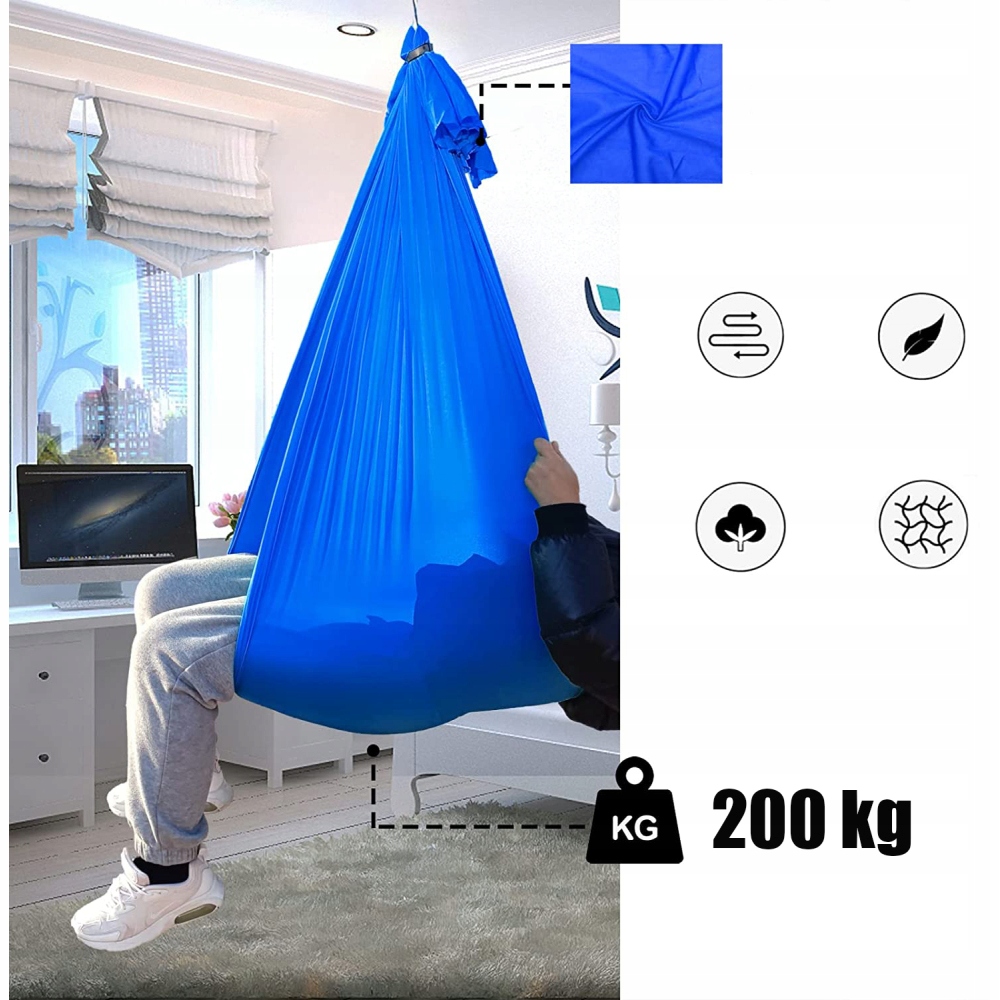 HUŚTAWKA SENSORYCZNA CHUSTA AKROBATYCZNA DLA DZIECI WISZĄCA HAMAK 280x150cm Stan opakowania oryginalne