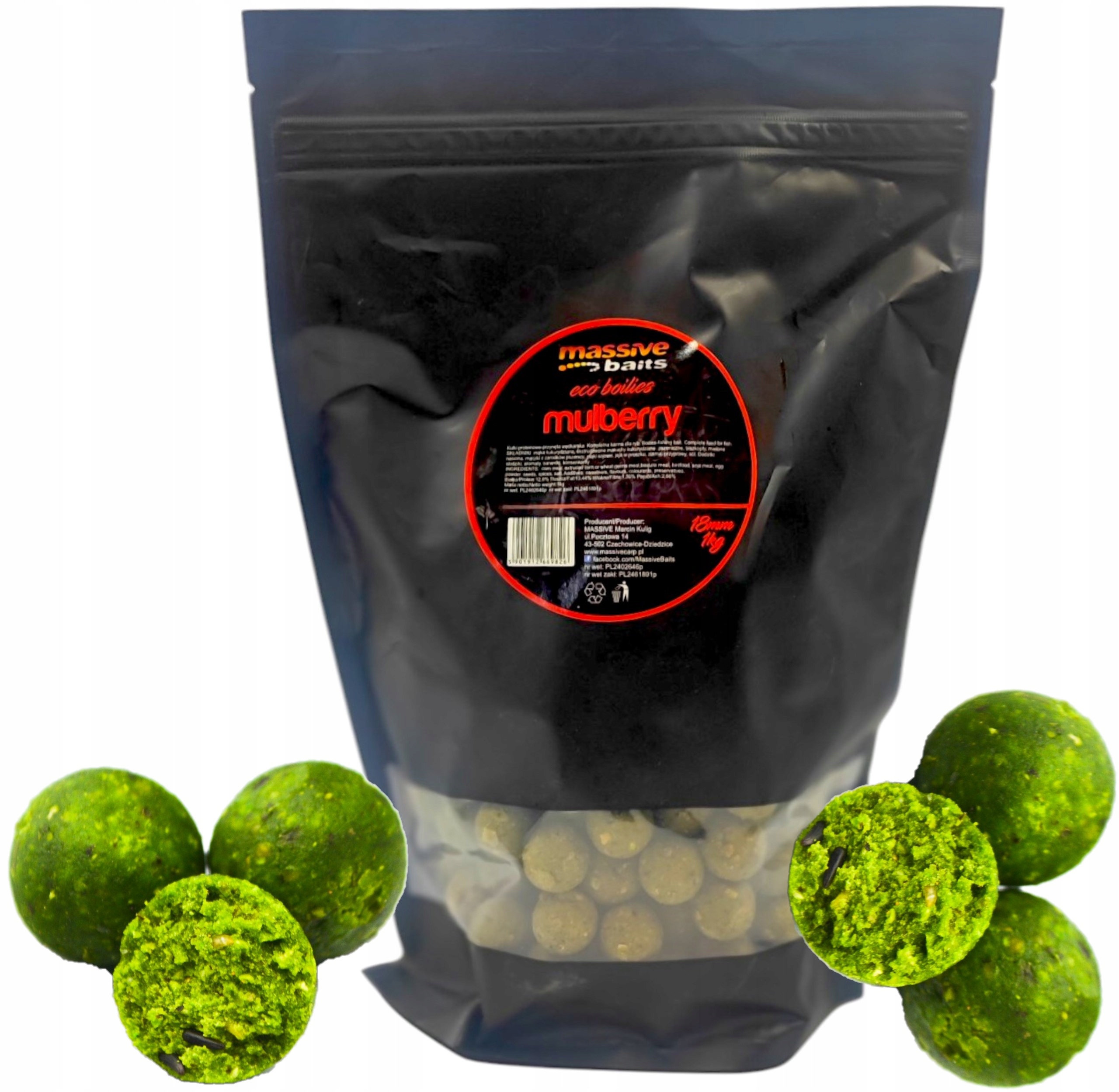 Kulki Proteinowe 18mm 1kg Massive Baits Mulberry Eco Boilies