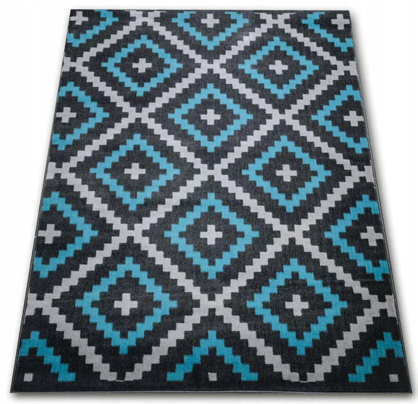 Koberec 140x200 Do Obývačky Spálne Modrý Šedý Moderný Tkaný Módny