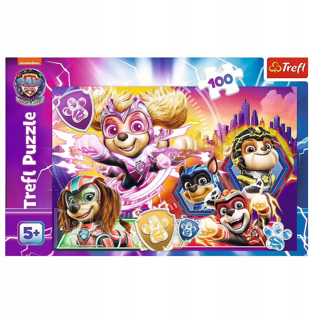 PUZZLE 100 UKŁADANKA PSI PATROL PAW PIESKI MIGHTY PUPS MOVIE 5+ TREFL EAN (GTIN) 5900511164602