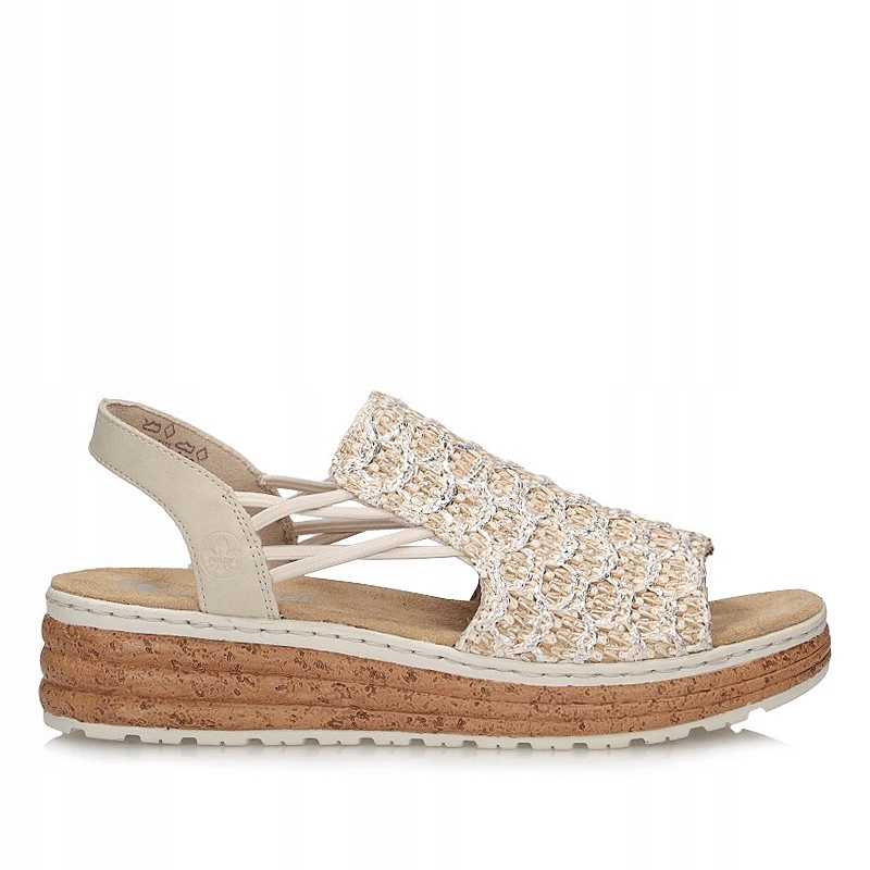 Dámské sandály Rieker 62741-60 béžové s nazouvacími pásky na platformě