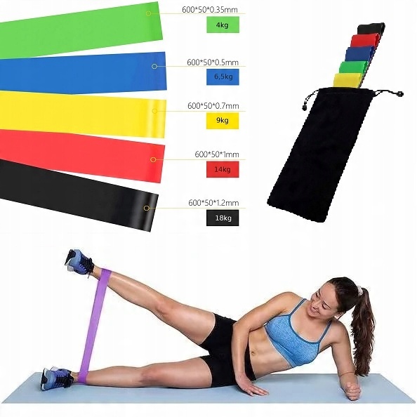

Gumy Oporowe Do Ćwiczeń Zestaw Fitness Band 5 Szt