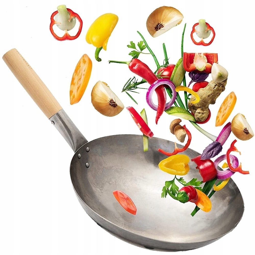 Panvica Čínsky Wok Ručne Kovaná Uhlíková oceľ Stredná 13 palcov 33 cm Proorient