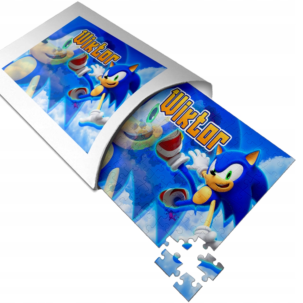 PUZZLE prezent ŚWIĘTA SONIC HEDGEHOG TWOJE IMIĘ