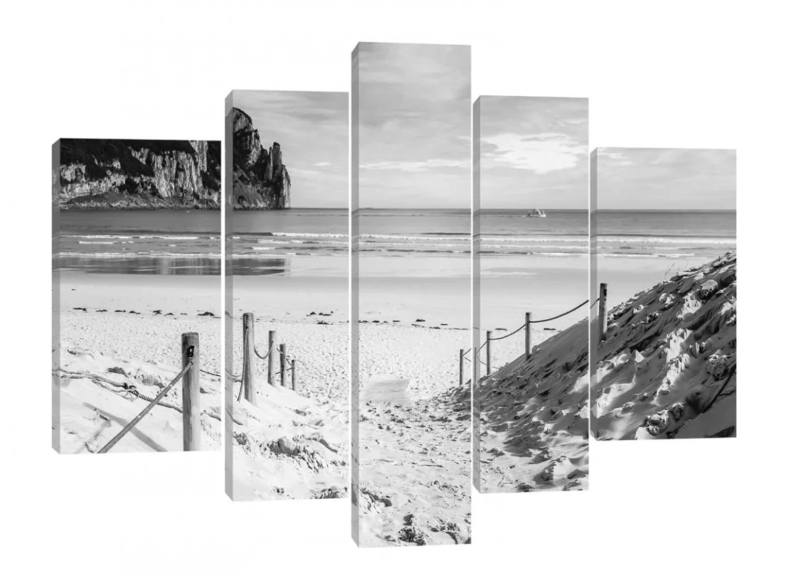 Obraz 170x100 krajina pláž oceán skaly čiernobiely príroda štýl interiér