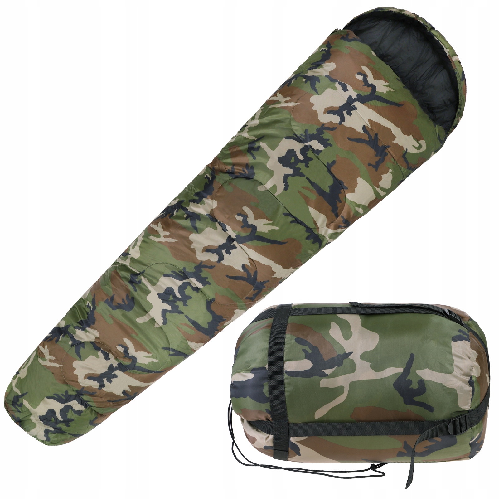Śpiwór turystyczny wojskowy Mil-tec Mumia 2-warstwowy do -10°C Woodland