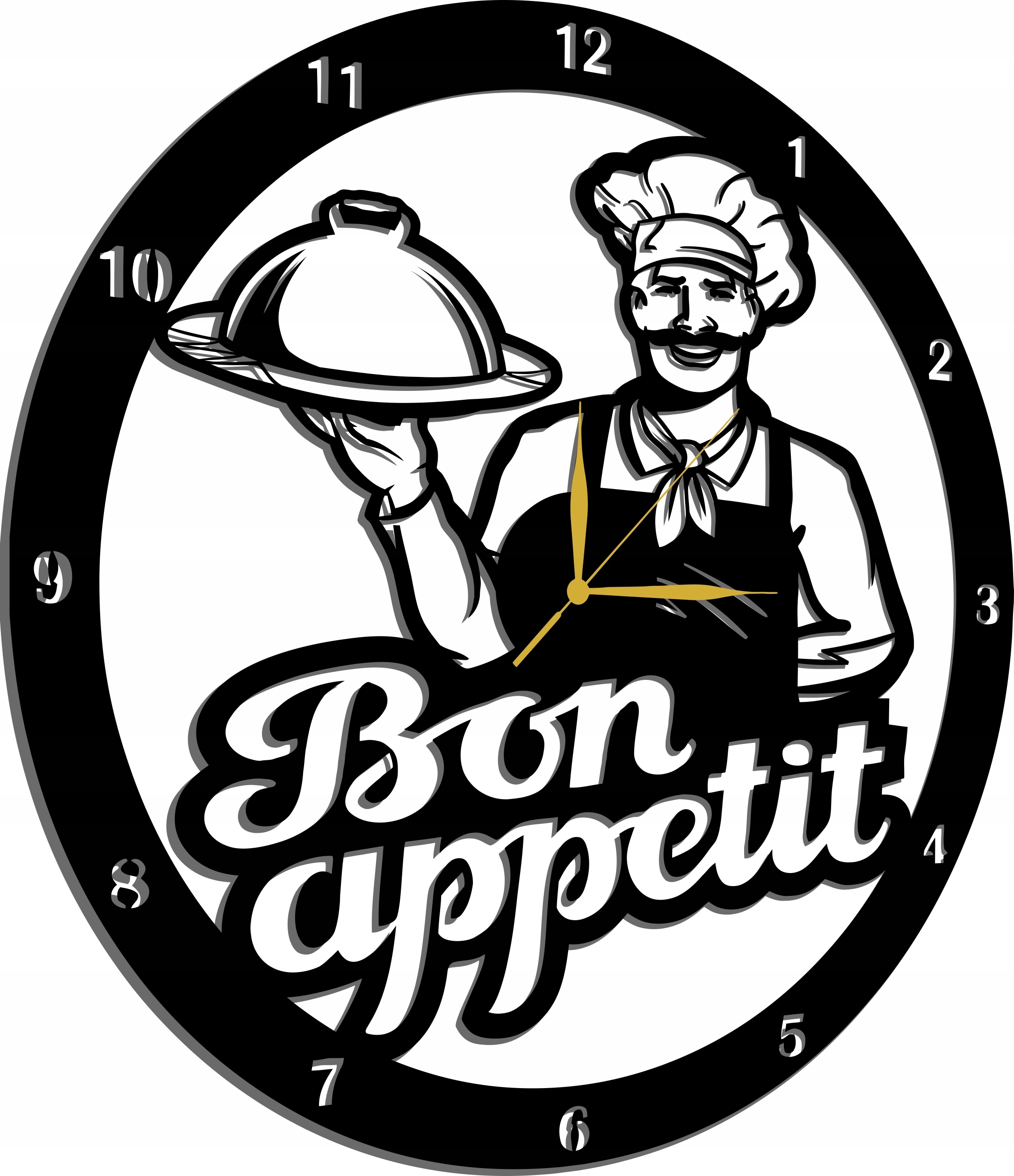 Hodiny Pro Kuchaře Do Restaurace Dárek 80 CM 3D