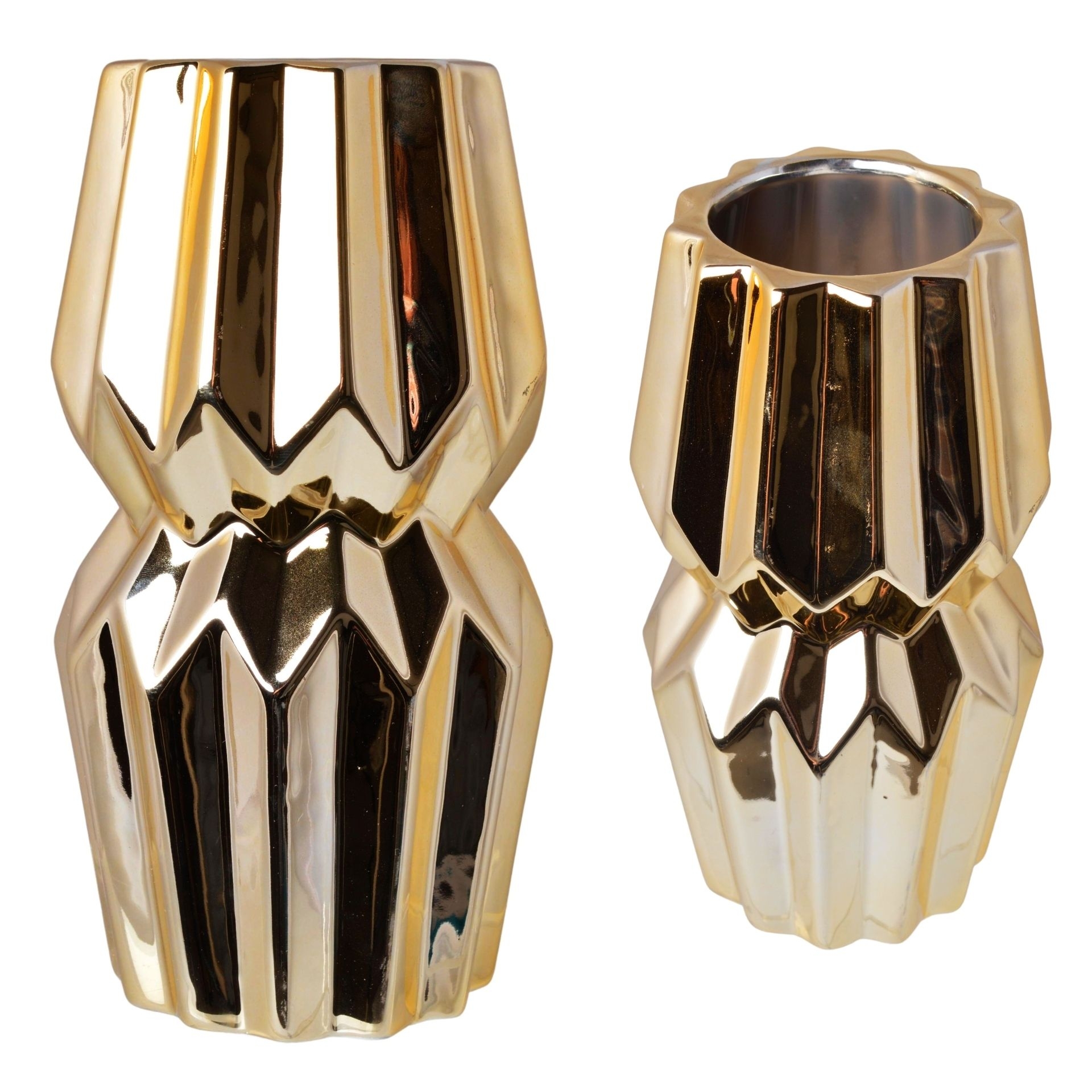 

Wazon Ceramiczny Do Salonu Mały Złoty Połysk 20,5