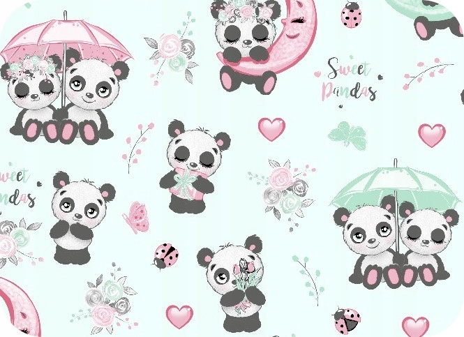 Pielucha Flanelowa 70x80 Panda Mięta