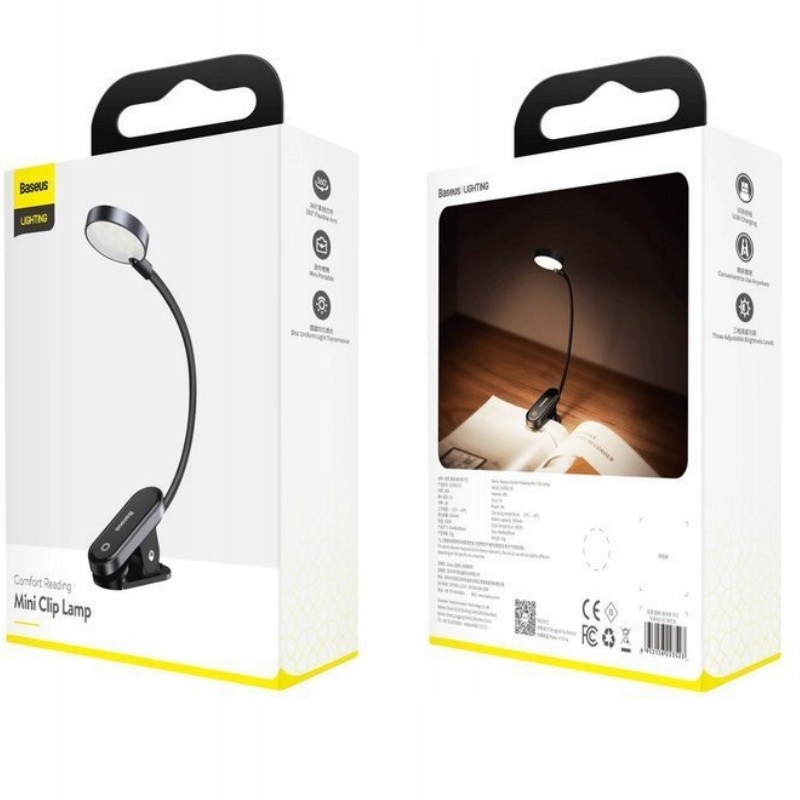BASEUS MINI CLIP BEZPRZEWODOWA LAMPA LAMPKA LED Z KLIPSEM DO CZYTANIA NUT Kolekcja Mini Clip