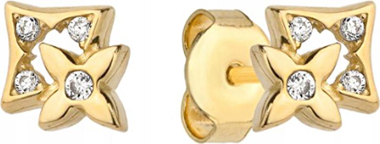 Zlaté náušnice 585 Květiny s zirkonem, módní vzor pro ni, elegantní