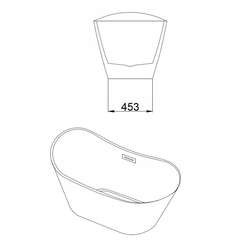 WANNA WOLNOSTOJĄCA RICA 513A CZARNA PRZELEW CHROM 150x75 CM Orientacja odpływu na środku