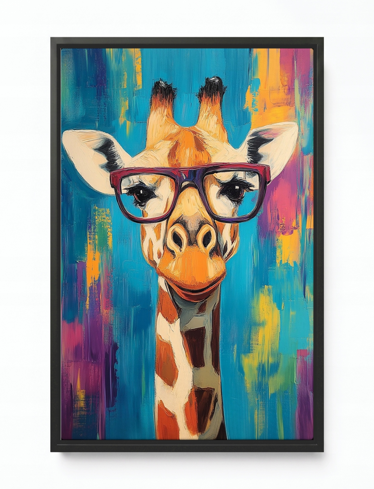 Obraz Rám American Box Portrét Žirafa Brýle Pop-art Hipster Funky 40x60