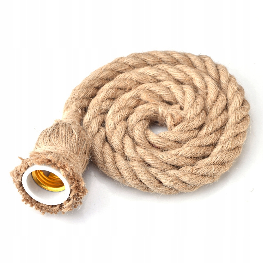 LAMPA WISZĄCA LED SZNUR JUTOWY LINA RETRO E27