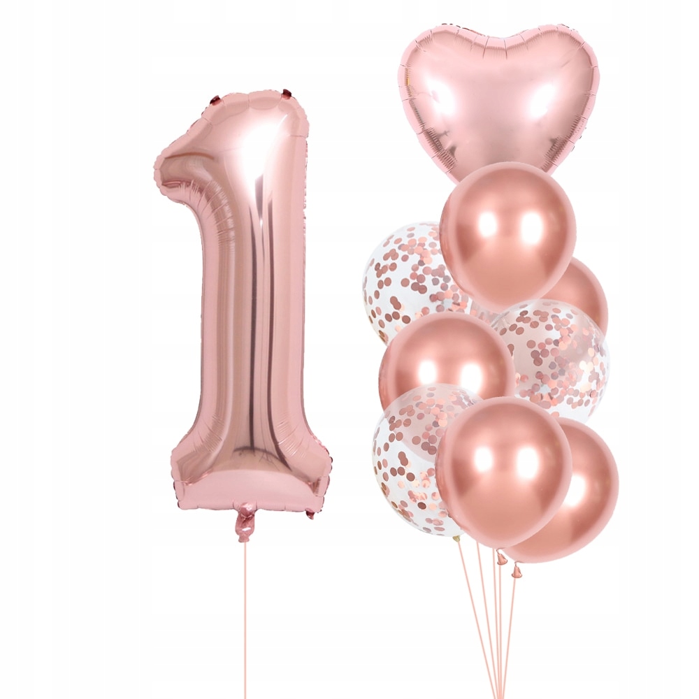 Balony Na roczek Cyfra 1 urodziny Rose Gold