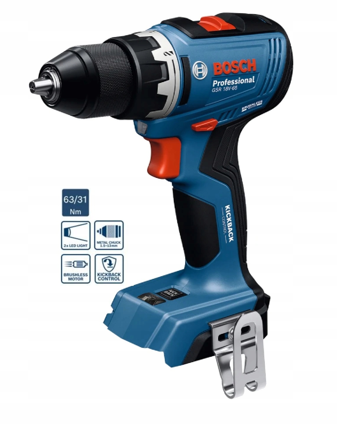 Wiertarko-wkrętarka Bosch Gsr 18V-65 06019N3201 63nm Body Professional