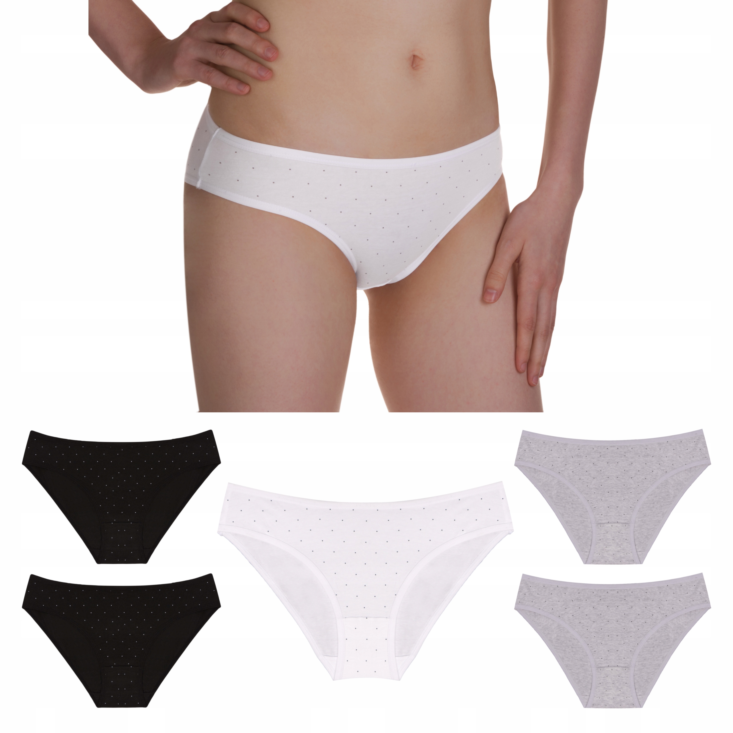 

6x figi/majtki damskie bawełna groszki Flora S/m