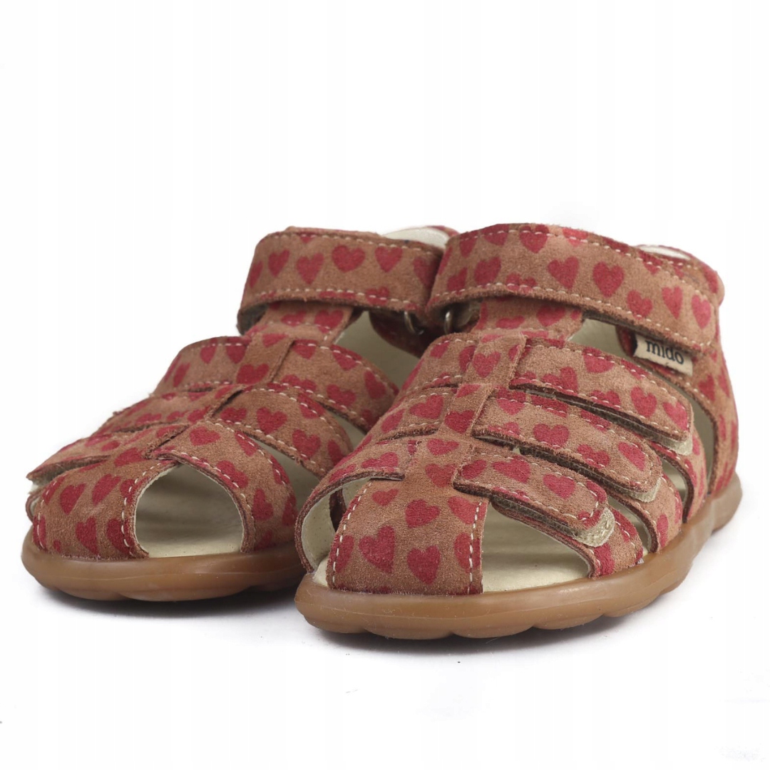Mido 71-01 Sandały Skórzane Barefoot Dziecięce Zabudowane Love Brown R 30