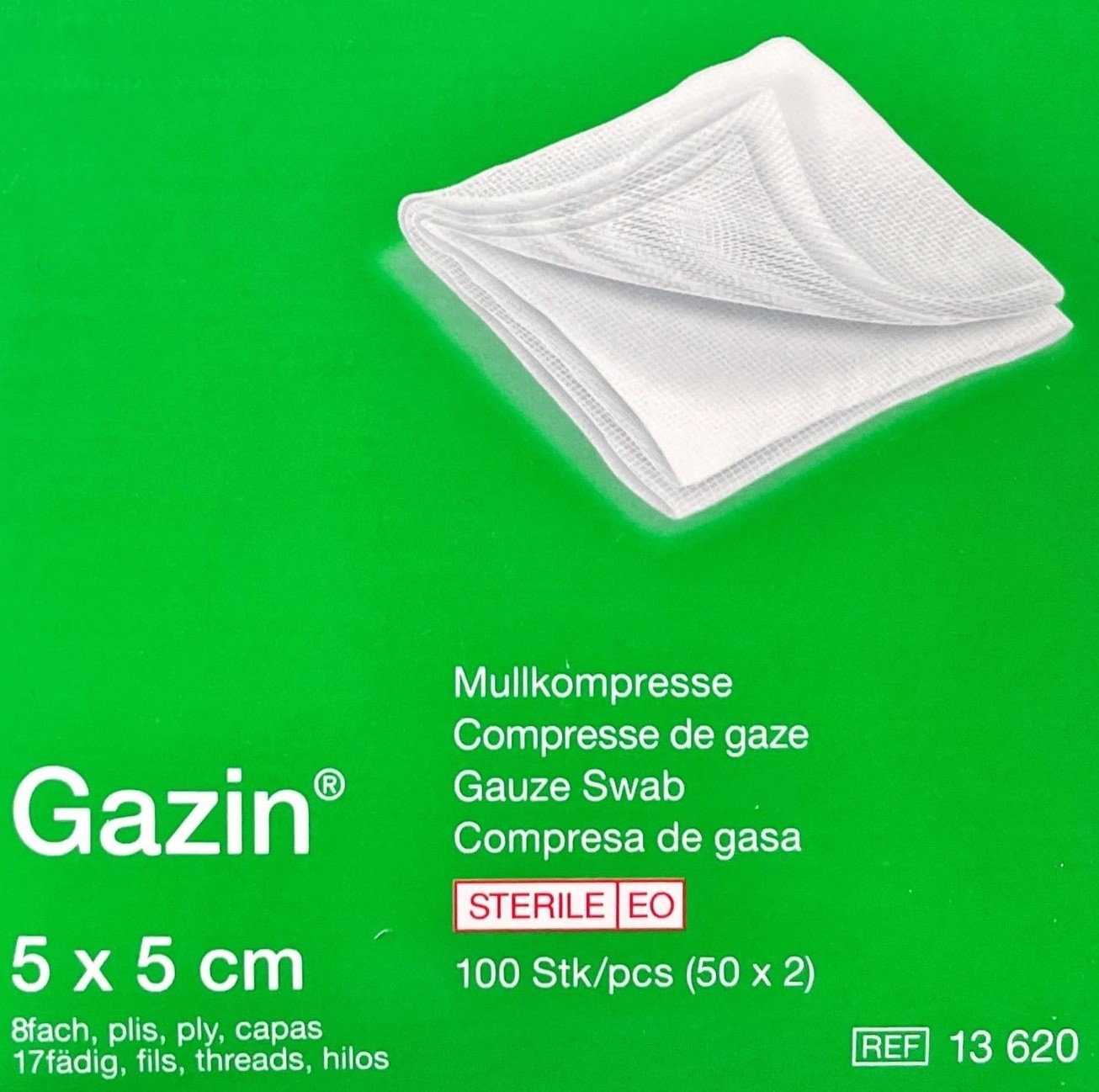 

L&r Gazin 5x 5cm, 100szt. 17n 8w jałowy