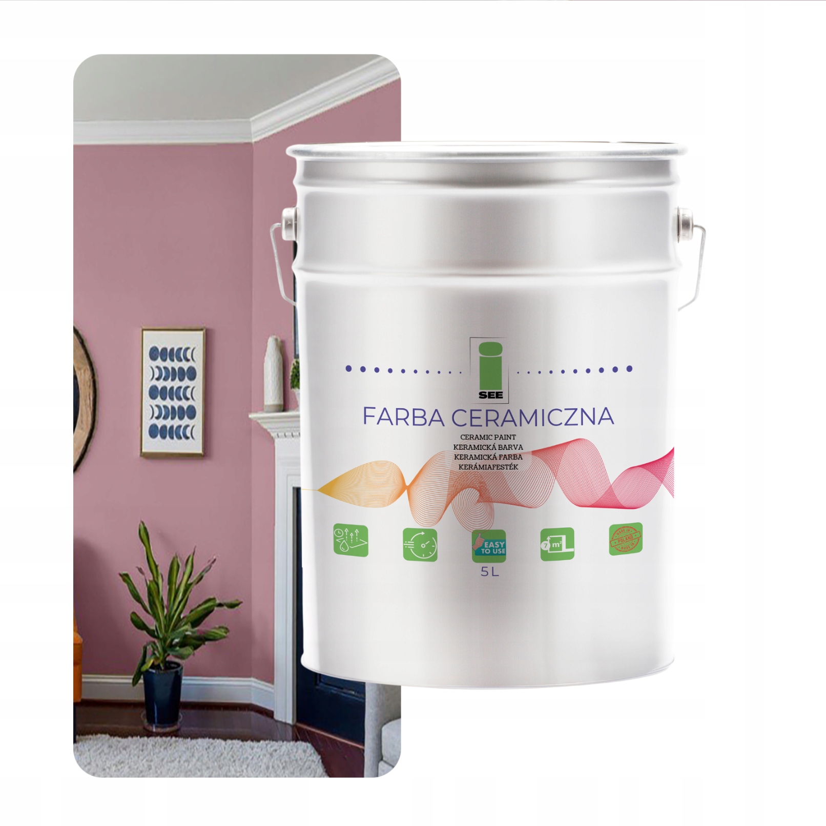 Keramická Farba Na Steny Umývateľná Svetlá Turecká Ruža 5L Škvrnitá