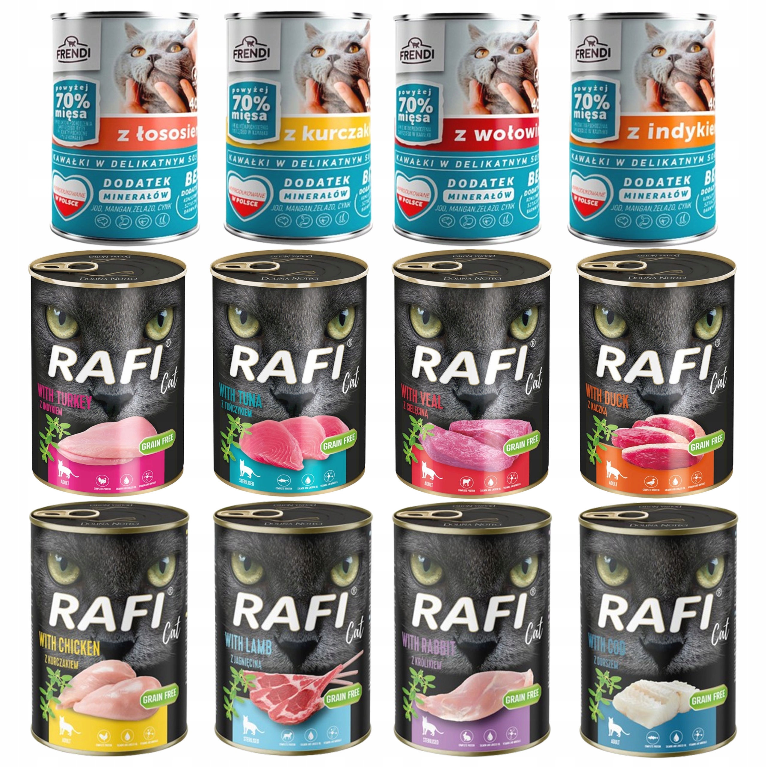 Levně Rafi Cat Frendi Krmivo mokré pro kočky mix chutí 12 x 400 g plnohodnotné