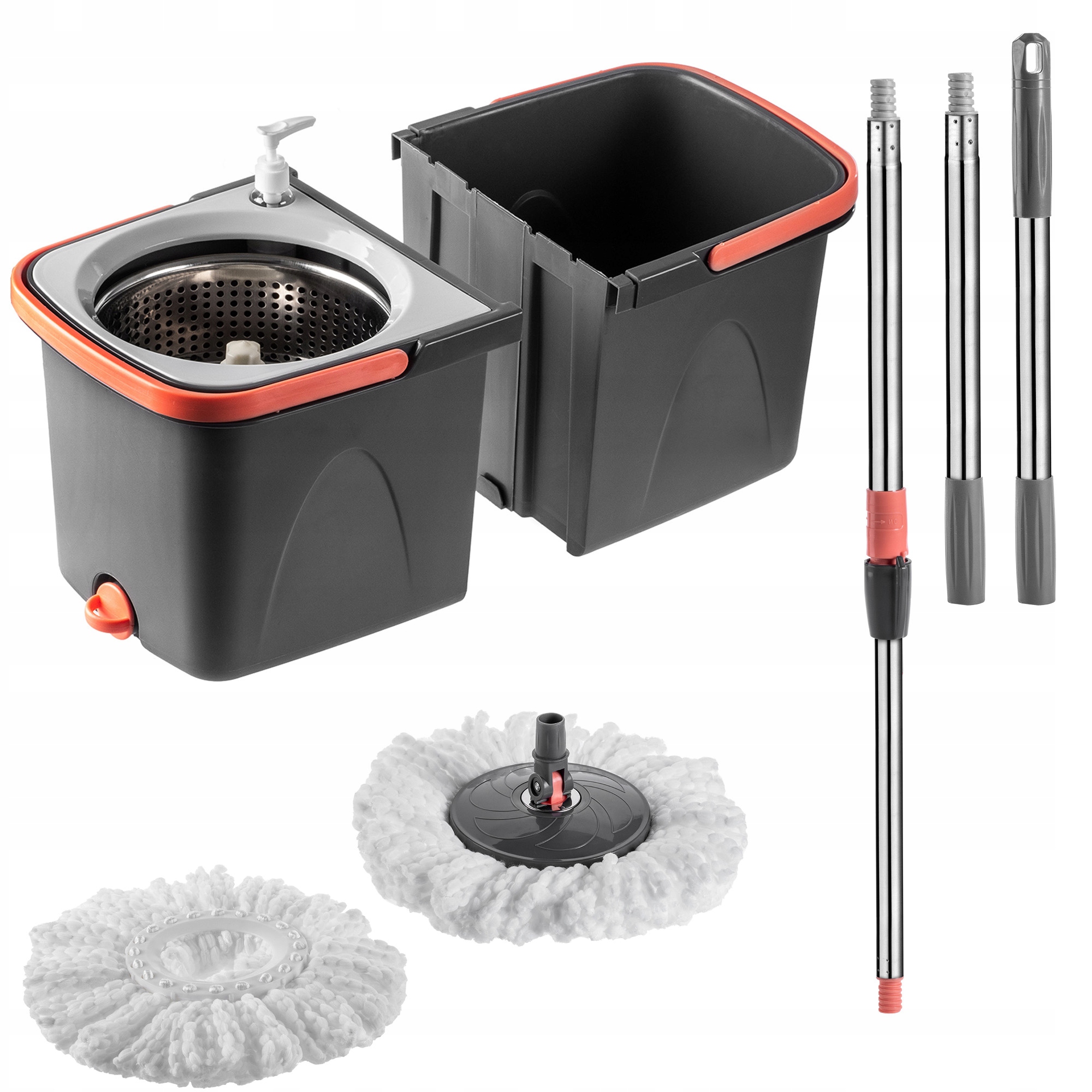 Levně Otočný Mop Kulatý S Kyblem A Ždímacím Zařízením, Čisticí Dávkovač, 2 Komory