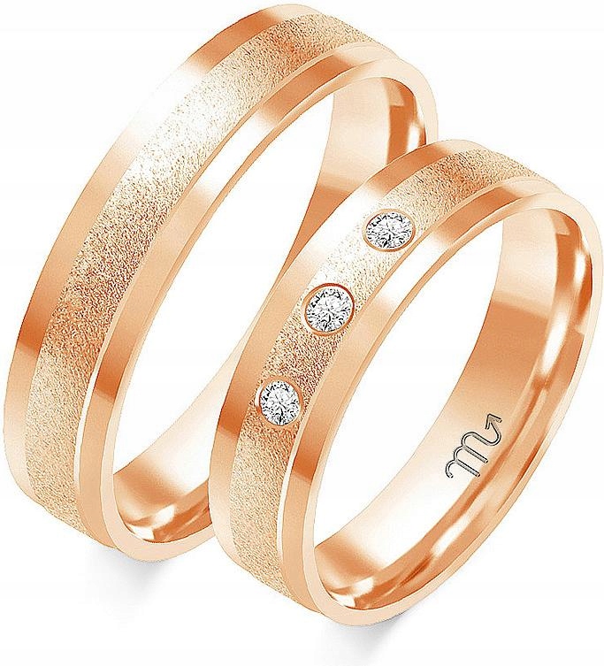 Růžový zlatý snubní prsten pro pár 585 svatba vel 8 9 10 dámský svatební 14k