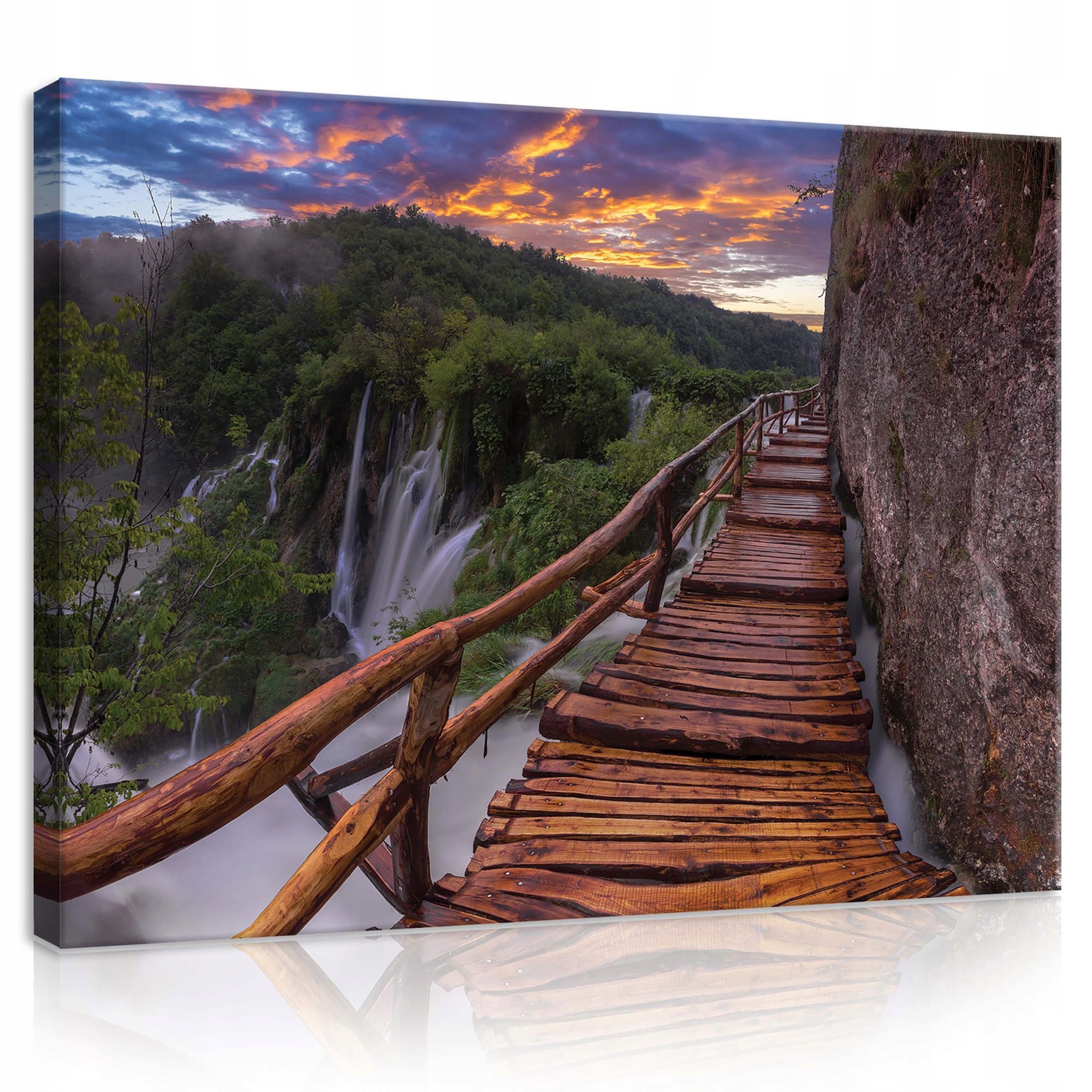 Obraz 100x75 Dřevěná konstrukce vodopády propast skála mlha příroda