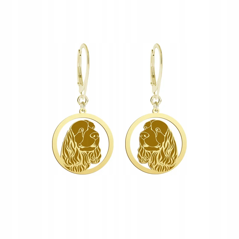 Náušnice Zlaté se psem Sussex Spaniel 925 Šperky Dárek Gravírování Bonus