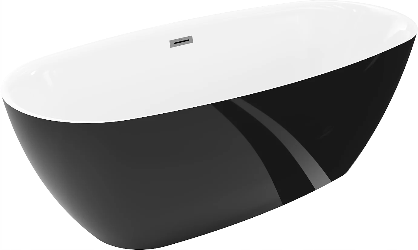 Wanna wolnostojąca 170x75 Mexen Luvo Slim czarno biała przelew gun gray