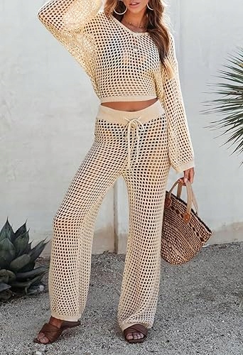 Sada 2 kusů ležérní obleček krátký top kalhoty se širokými nohavicemi r.M