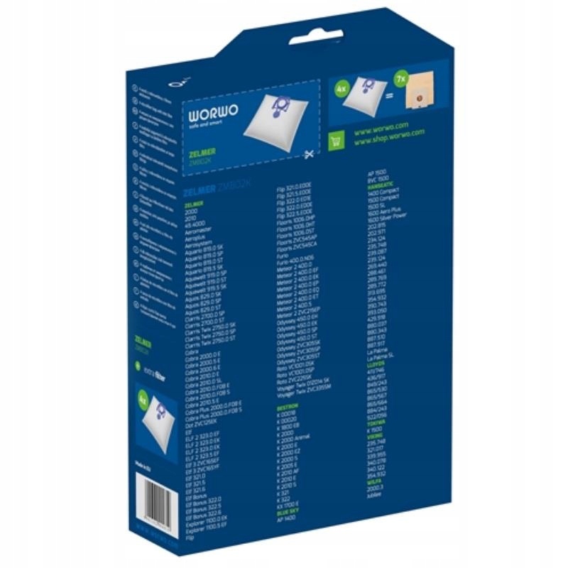 4x WOREK DO ODKURZACZA ZELMER ELF COBRA ZMB02K Model ZMB02K