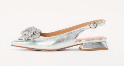 Alma En Pena V250494 Stříbrné lodičky s odkrytou patou, baleríny, sandály, velikost 38