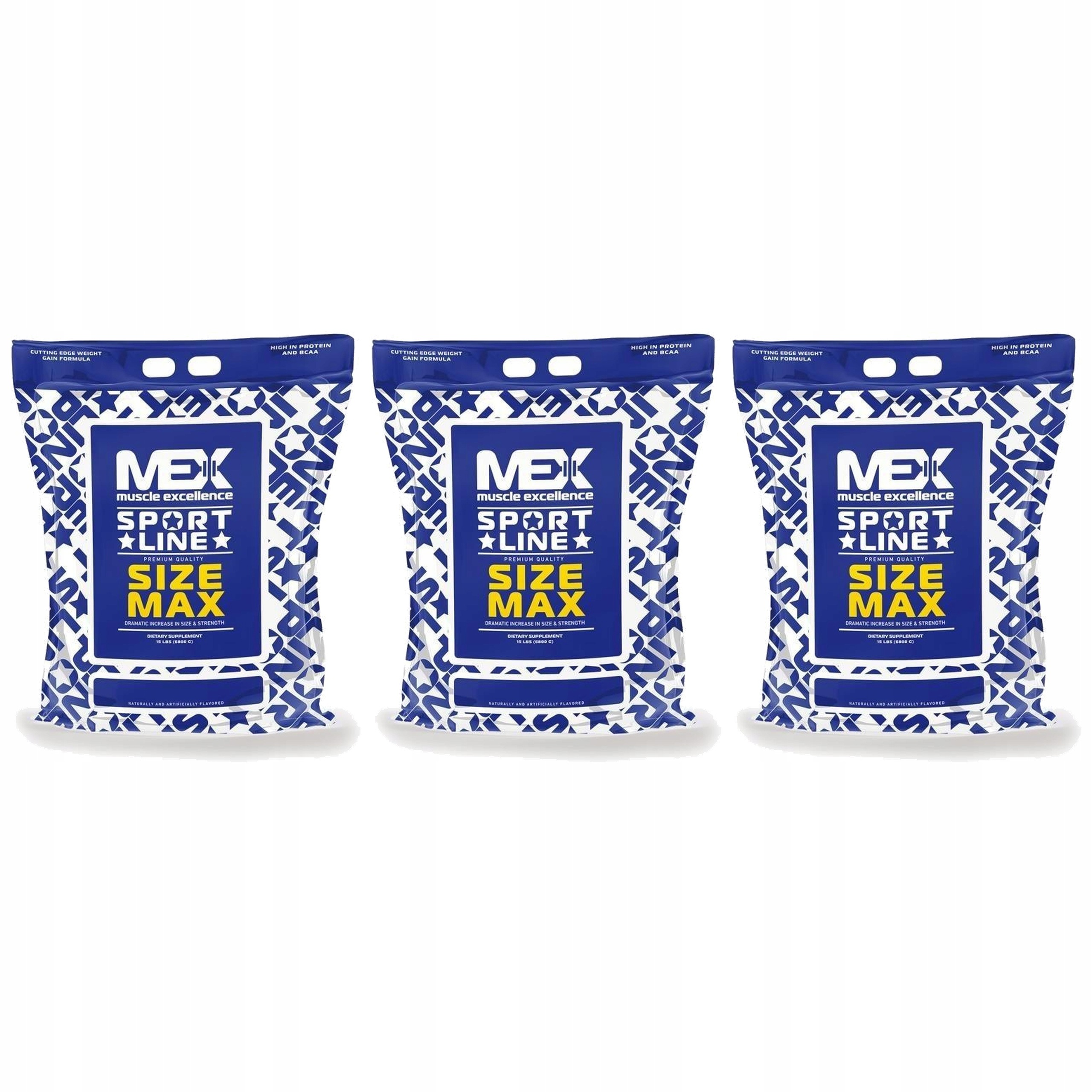 3x Size Max 6800g Gainer Bílkoviny Svalová hmota Sacharidy Bcaa vanilka