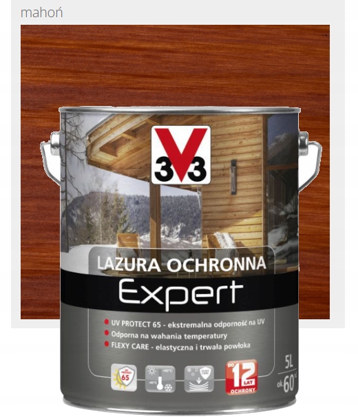Ochranná lazúra Expert V33 Do 12 Rokov Ochrany Mahagónu 5L