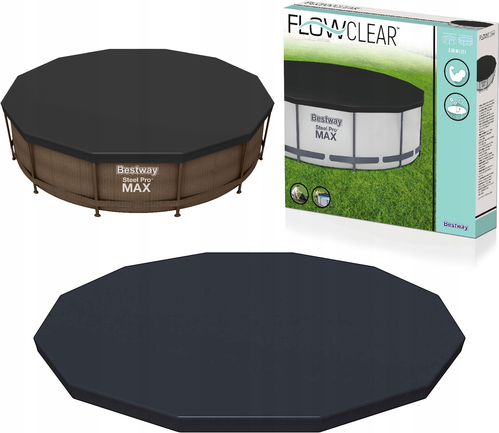 

Solidna Pokrywa Na Basen Stelażowy 366 CM Bestway